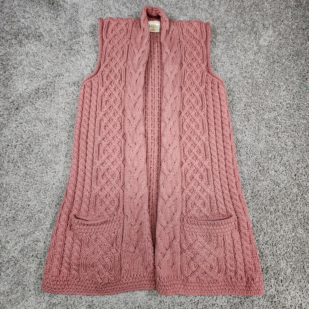 Kilronan Aran Sweater Vest Women XXS Merino Wool Irish Fisherman Cottagecore‎